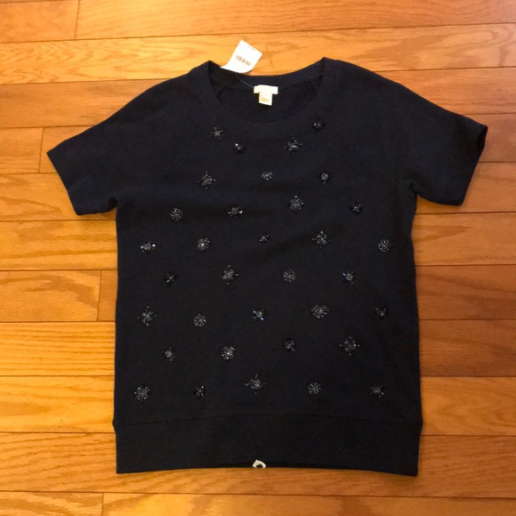 J. Crew Factory Sweaters - J. Crew Embellished Navy Sweater/Sweatshirt